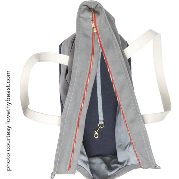 Love thy Beast Canvas Pet Tote, Grey/Navy - Picture 10 of 11
